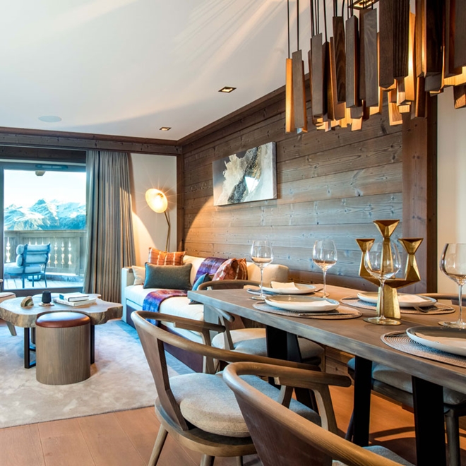Living area in Scott Dunn Residences, Courchevel