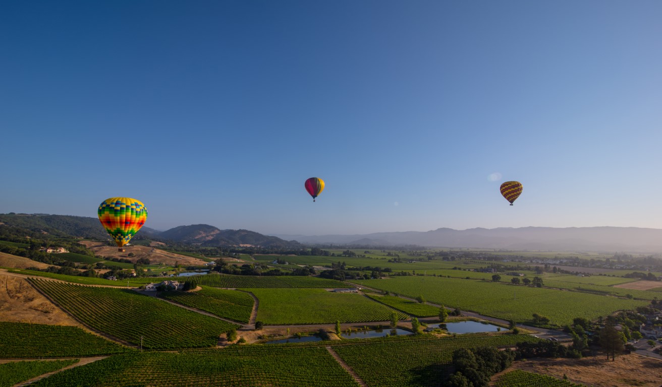 Hot air balloons in the Napa Valley in California