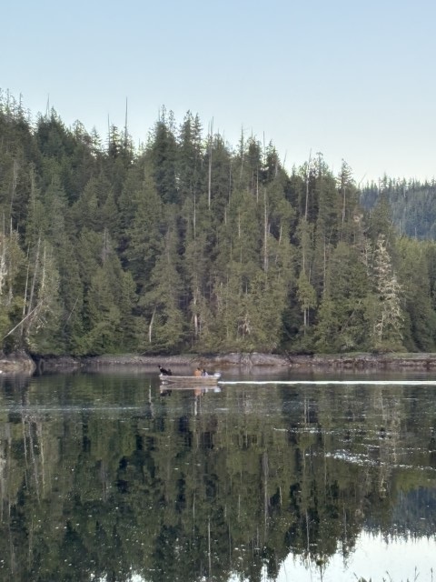 The lake at Nimmo Bay lodge in Canada