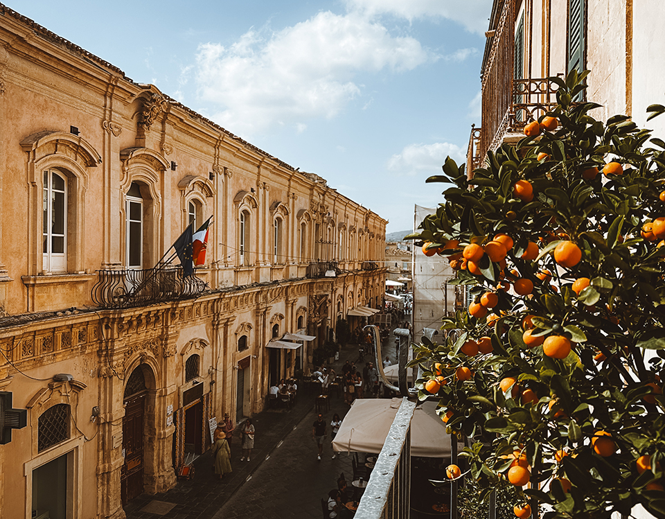 Orange tree on a balcony in Southern Italy