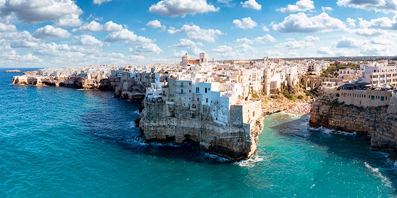 Buildings sitting on the cliffs edge