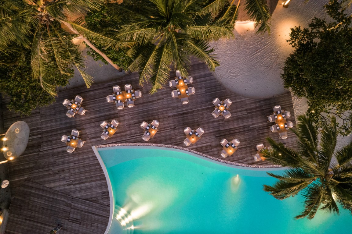 Aerial view of the Madi outdoor deck 