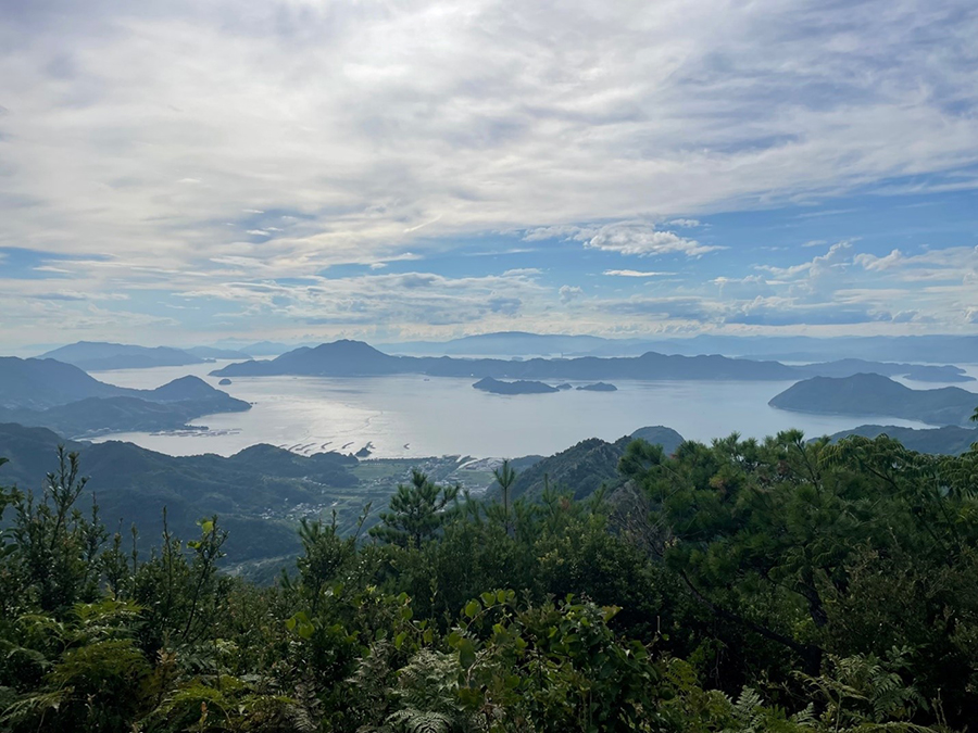 View of mountains and lake in Setouchi