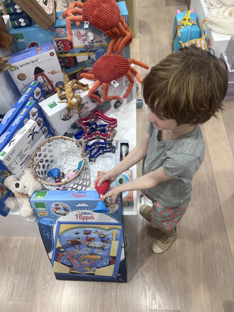 Jordi's son playing with toys in St. Barths