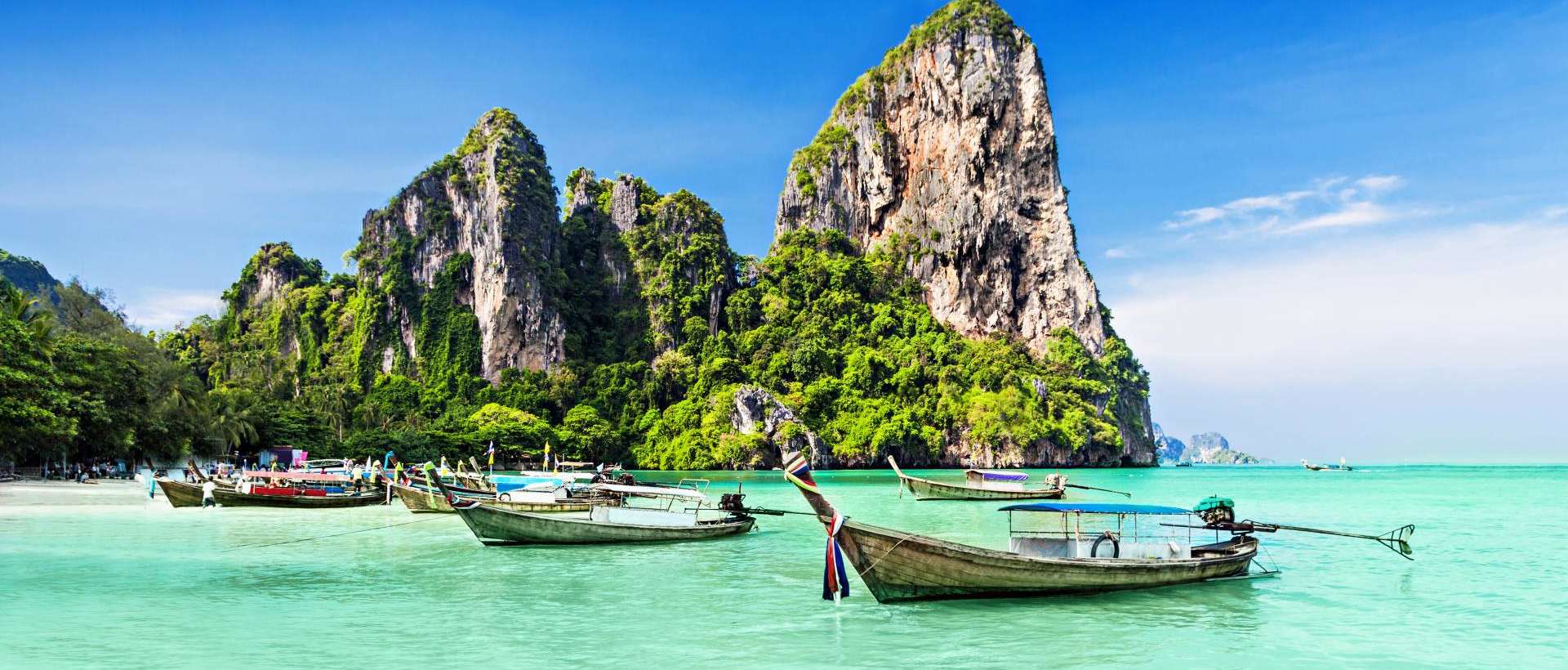 Kayaks on the water in the Azure Sea in Thailand