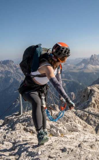 Woman hiking a mountain