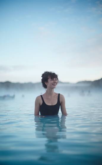 woman in the blue lagoon in Iceland