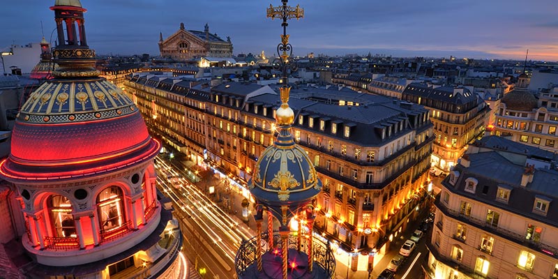 Boulevard Haussmann at night