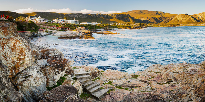 A bay surrounded by rocky hills