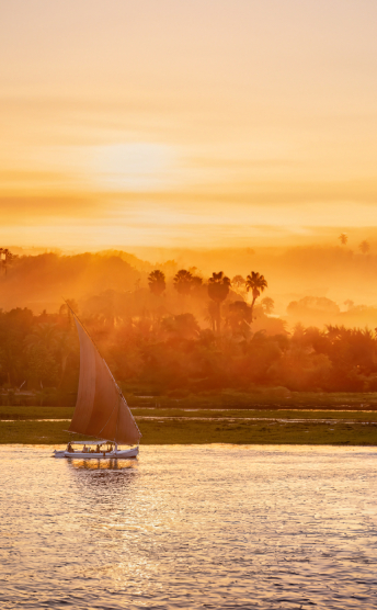 Boat on the Nile at sunset