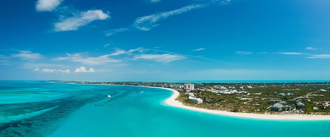 Aerial view of Grace Bay beach