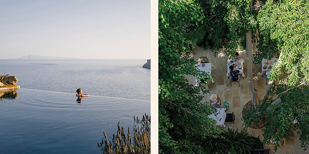 The infinity pool at Mèlisses, Andros; breakfast at the Aristide hotel, Syros