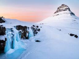 Snow covered waterfall