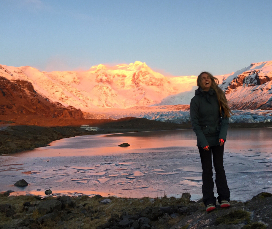 Cammie having fun in the Icelandic winter
