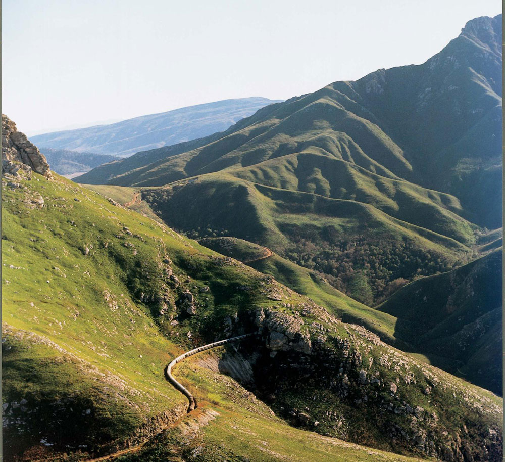 Winding through the Montagu Pass on board Rovos Rail