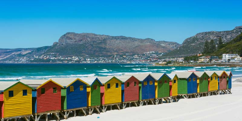 A row of colourful beach huts
