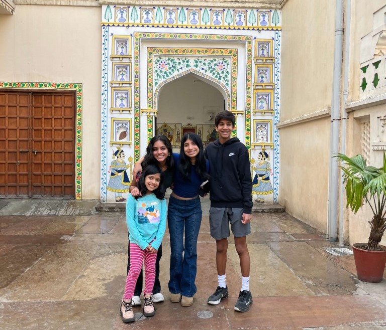 Family picture in the City Palace in Udaipur India