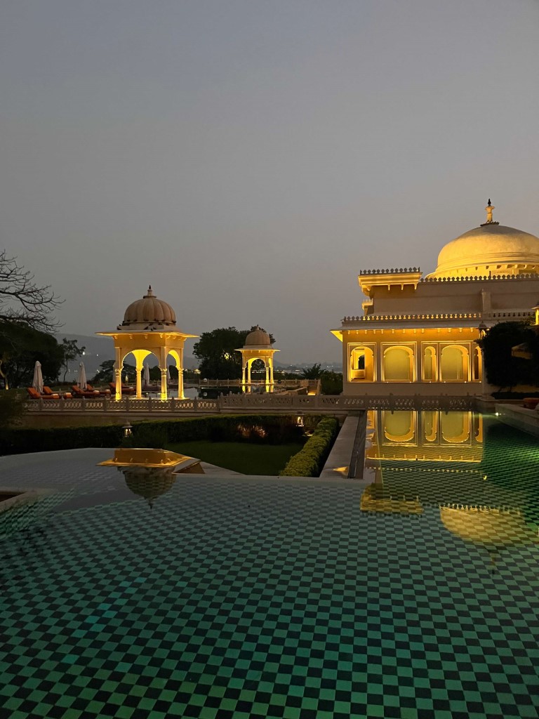 The Oberoi Udaivilas exterior view at night