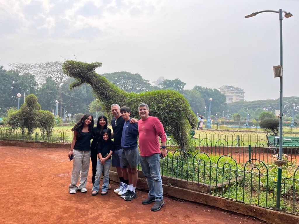 Ratna and her family at the Hanging Gardens in Mumbai, India