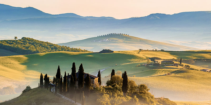 The rolling hillsides of Tuscany