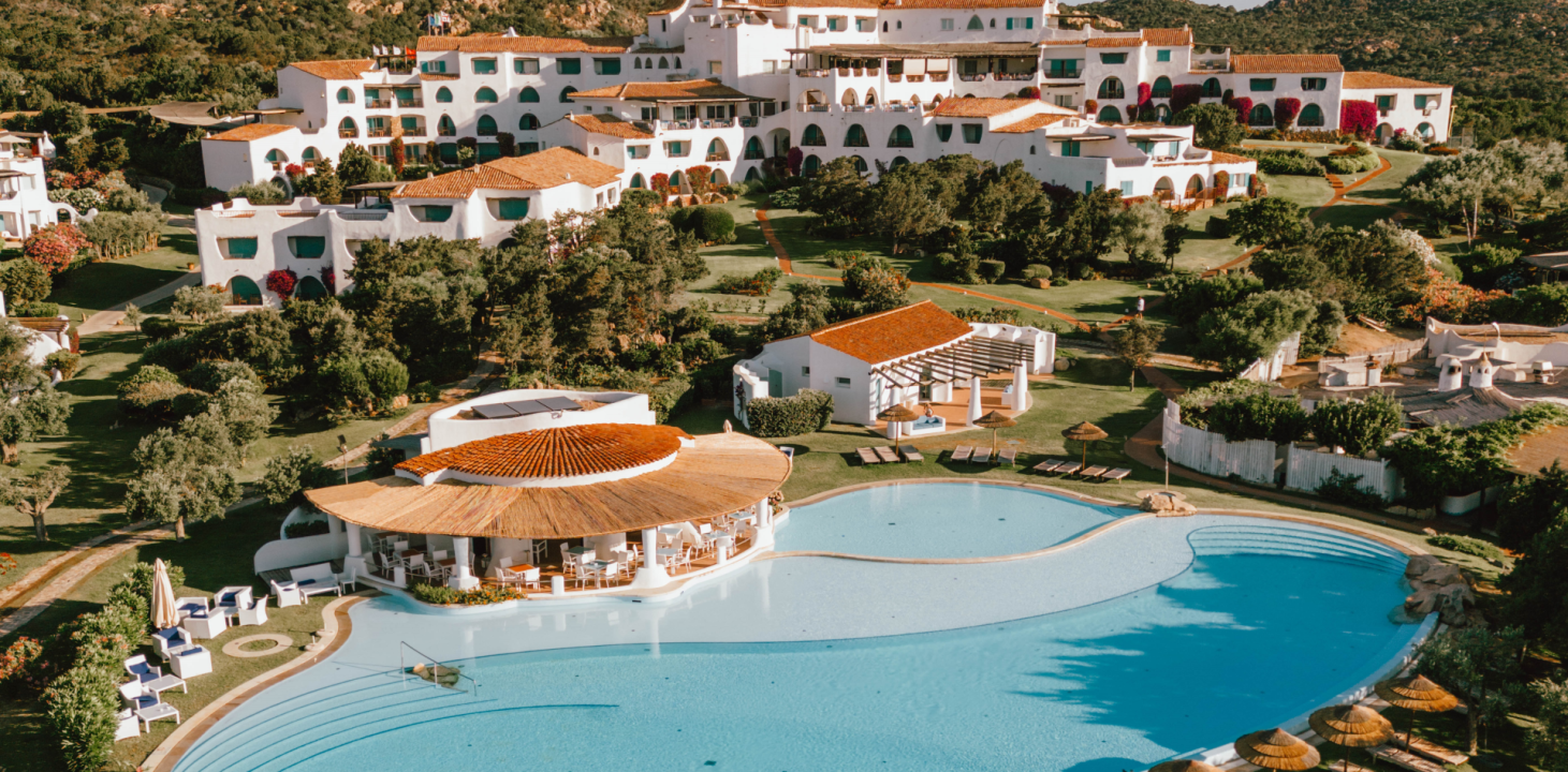 Exterior view of Romazzino a Belmond hotel in Sardinia, Italy