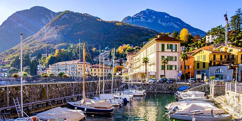 The marina in the town Menaggio