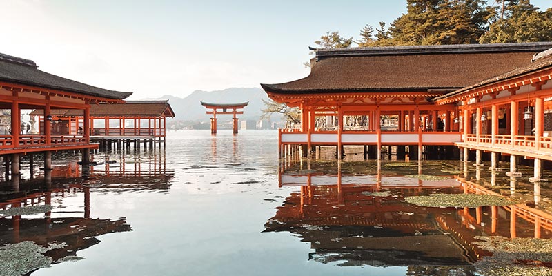 Itsukushima Shrine and the surrounding landscape