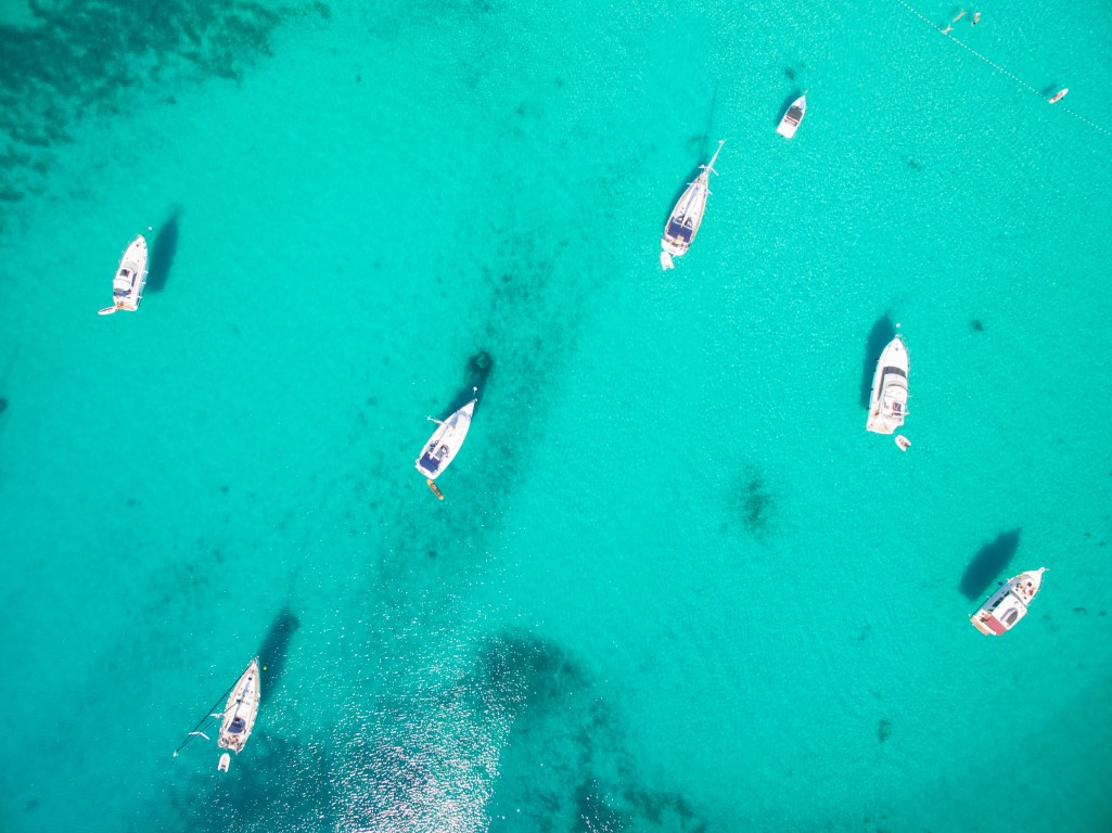 yachts in the bay of Sakarun on the island of Dugi Otok in Croatia