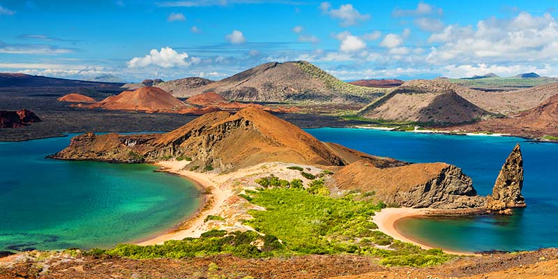 A top-down view of Bartolome Island