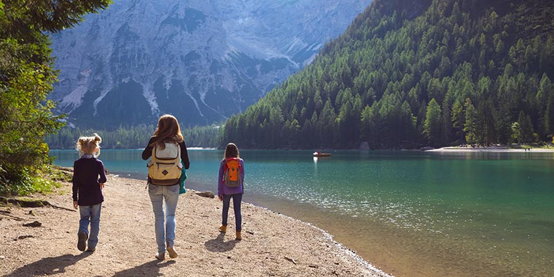 A family hiking in South Tyrol 