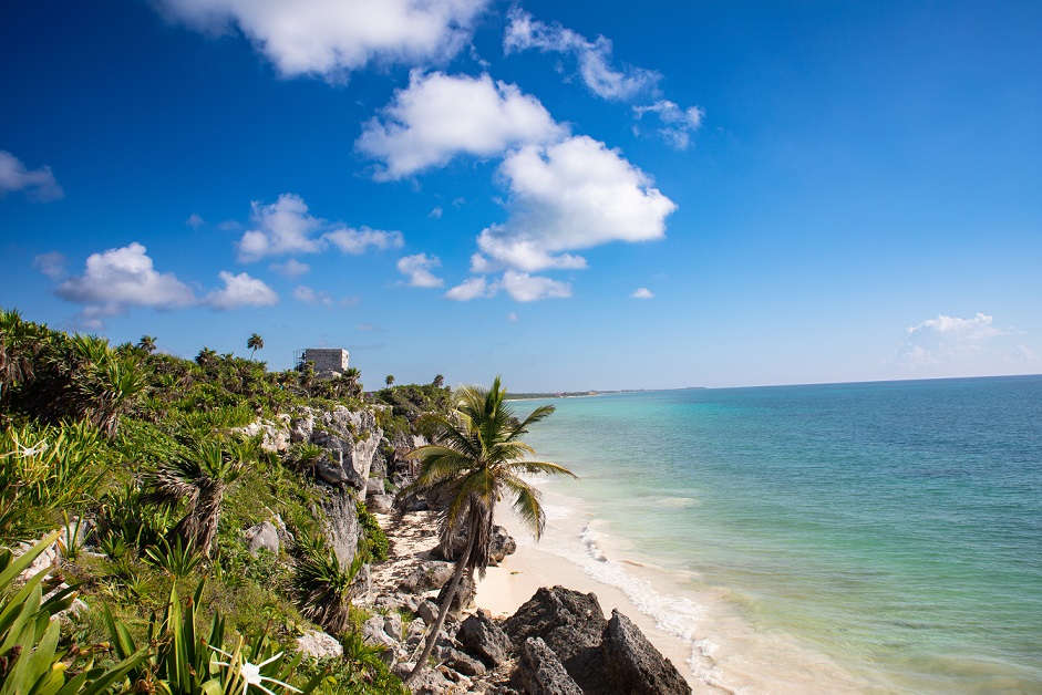 View of Tulum beach in Mexico