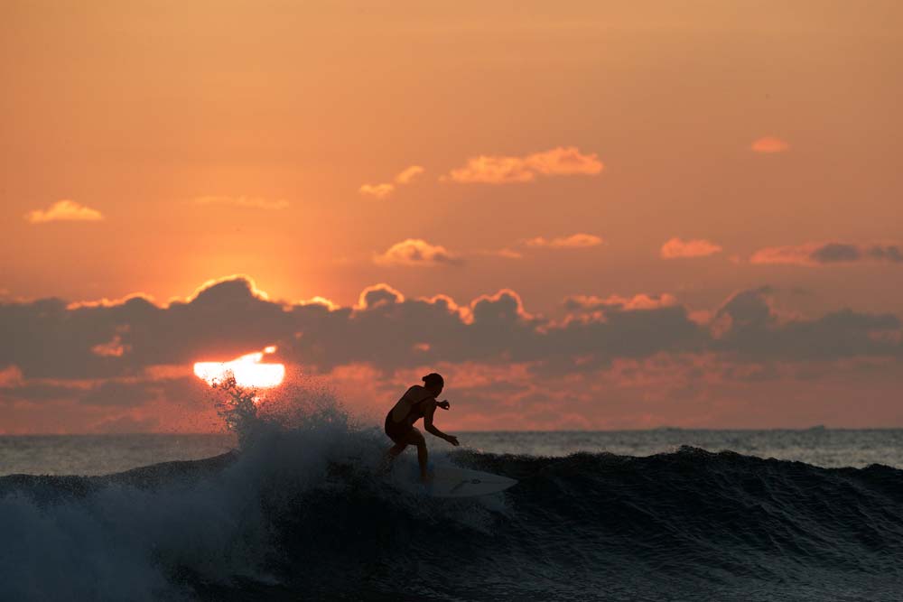 Sunset surfing