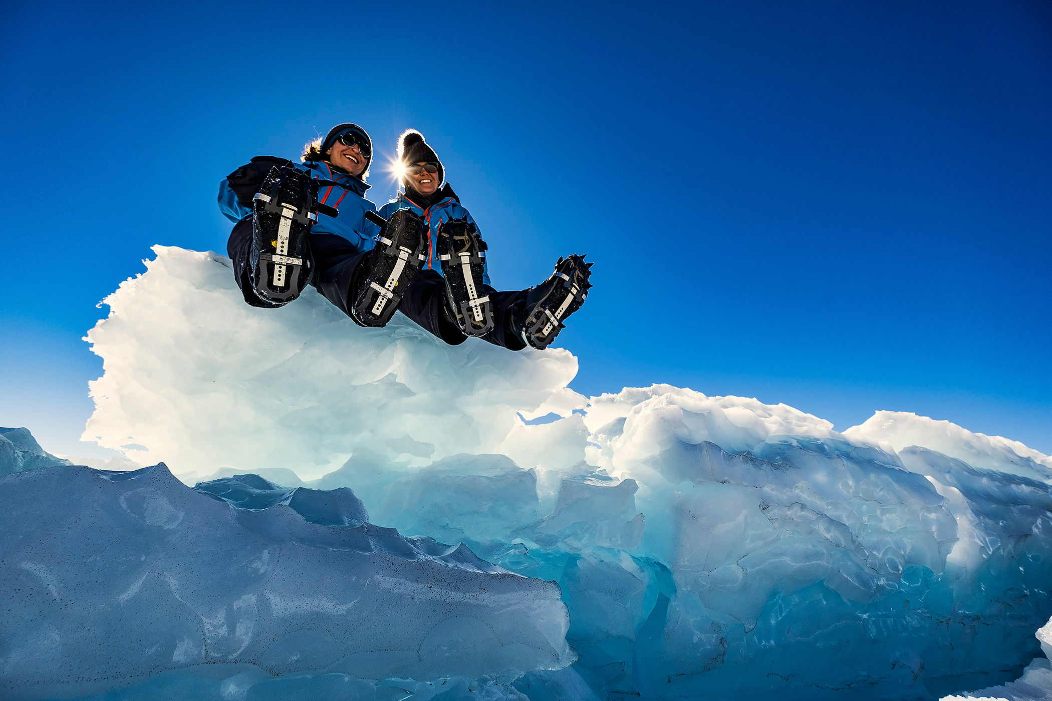 Showing off boots in Antarctica