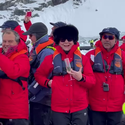 Jules smiling on her birthday in Antarctica