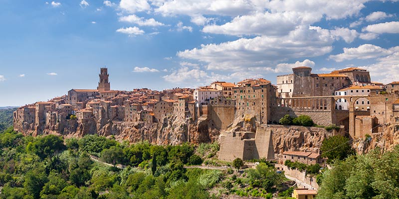 Wide angle view of Pitigliano