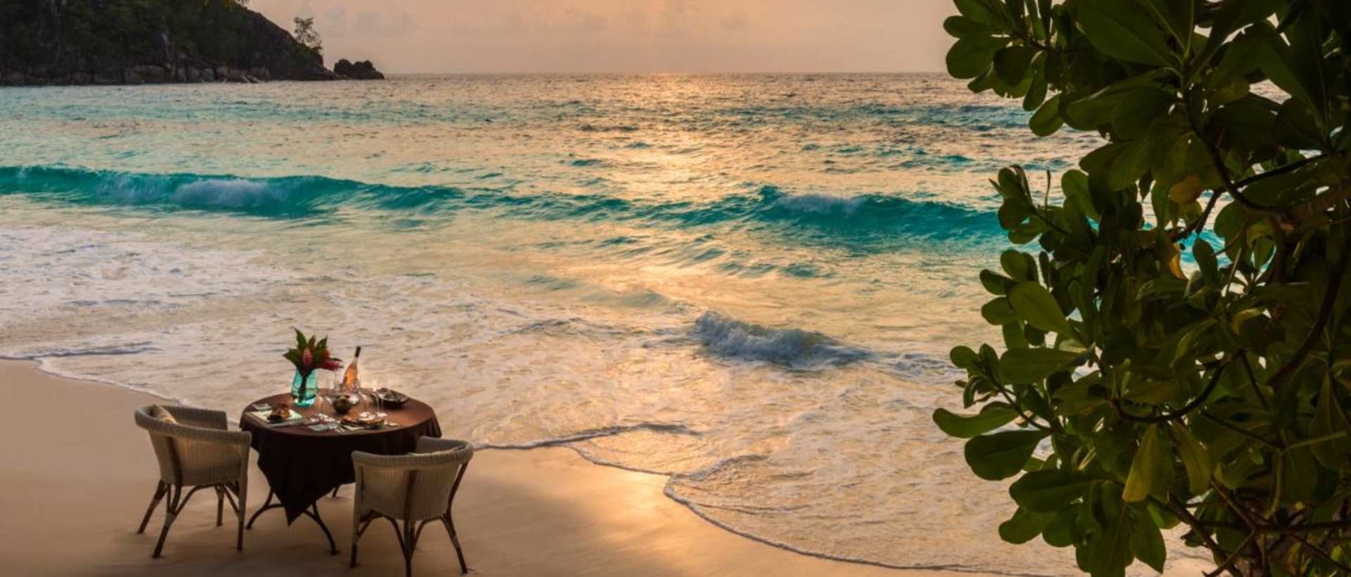 Romantic dinner on Mahe beach in the Seychelles