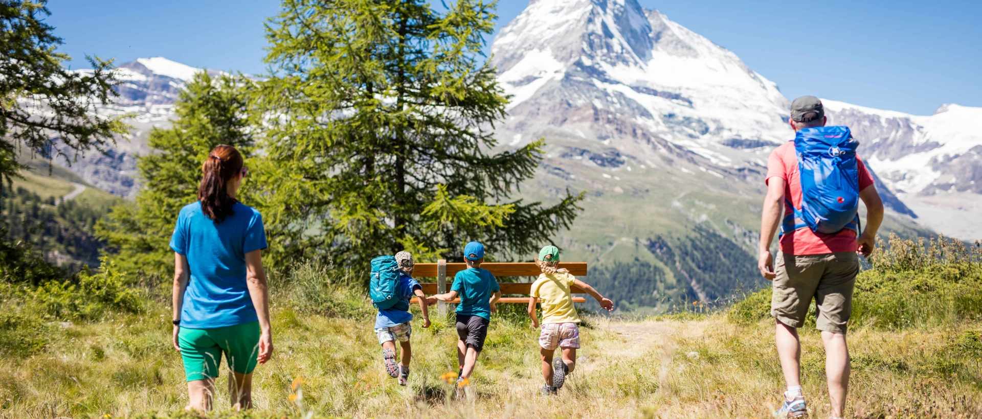 Family hiking in Zermatt, Switzerland