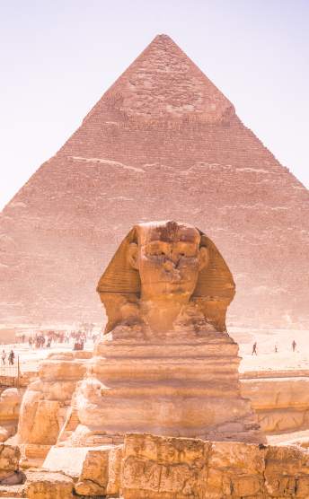 Sphinx of Giza and pyramid in Cairo