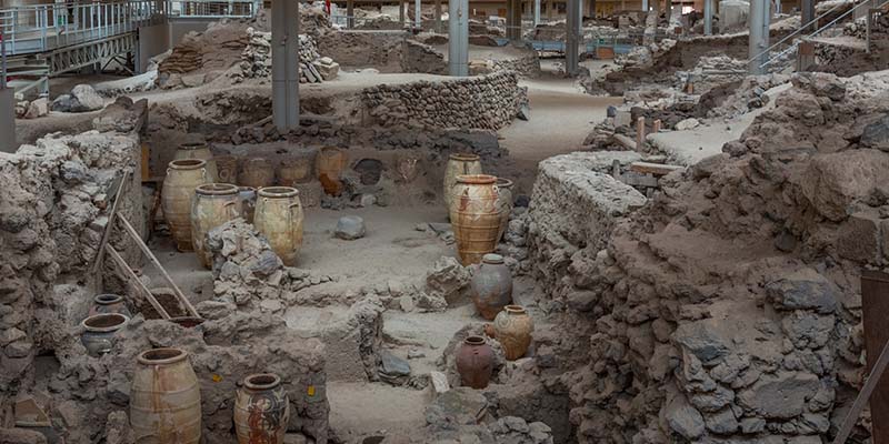 Excavation site at the Akrotiri of Thera