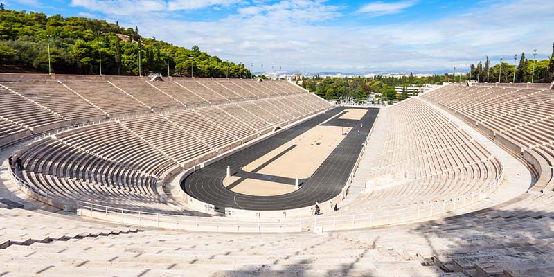 The Panathenaic stadium with the city in the background
