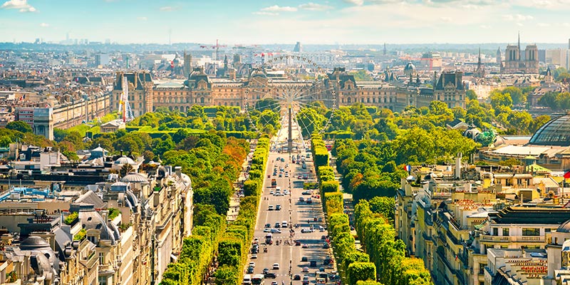 Aerial view of the Champs Elysees