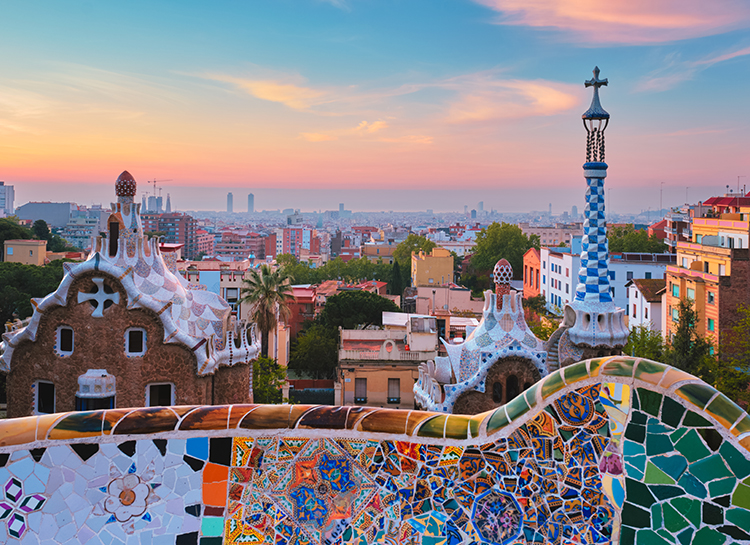 Park Guell at sunset