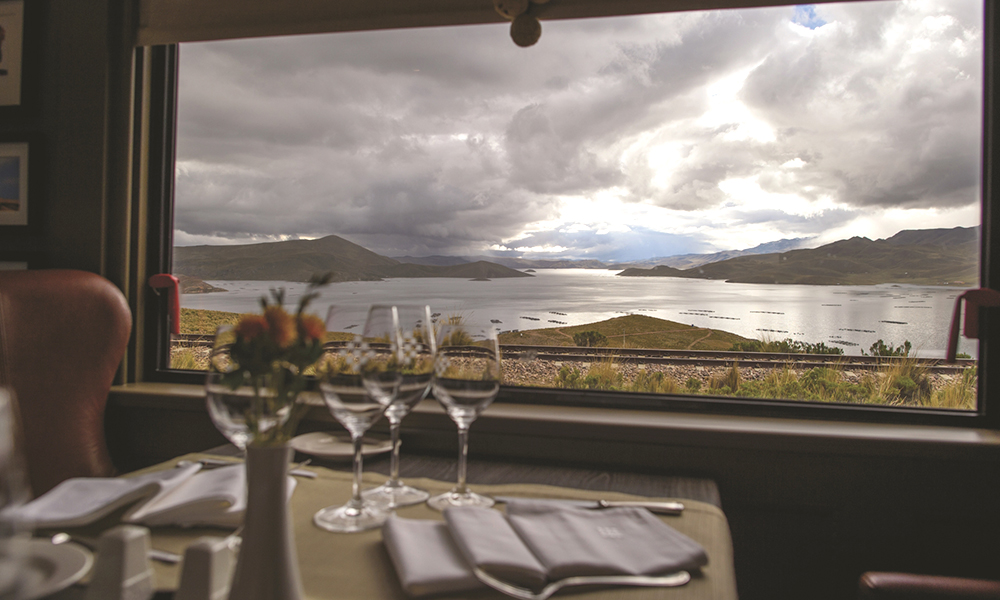 View from restaurant aboard the Belmond Andean Explorer