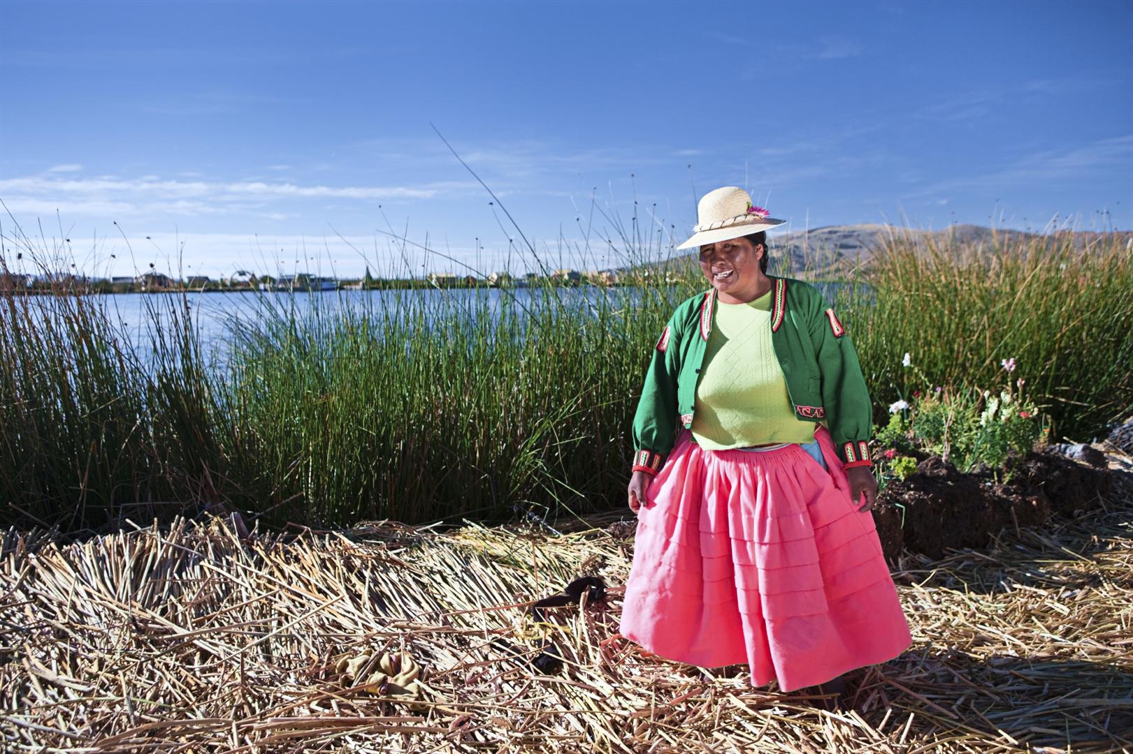 a woman in traditional Peruvian clothing
