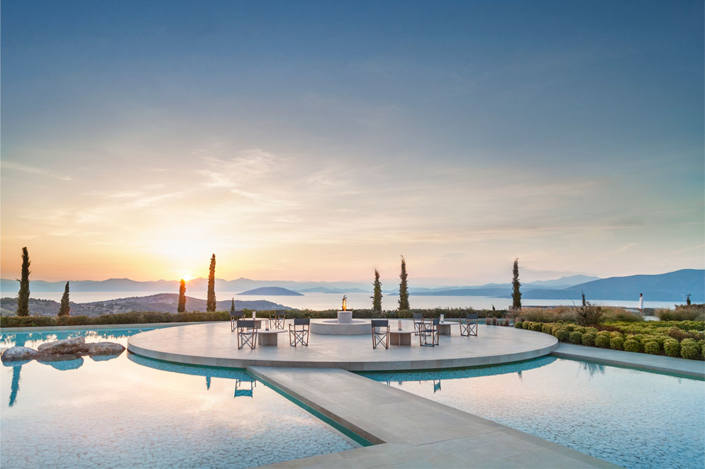 View from the terrace at the Amanzoe