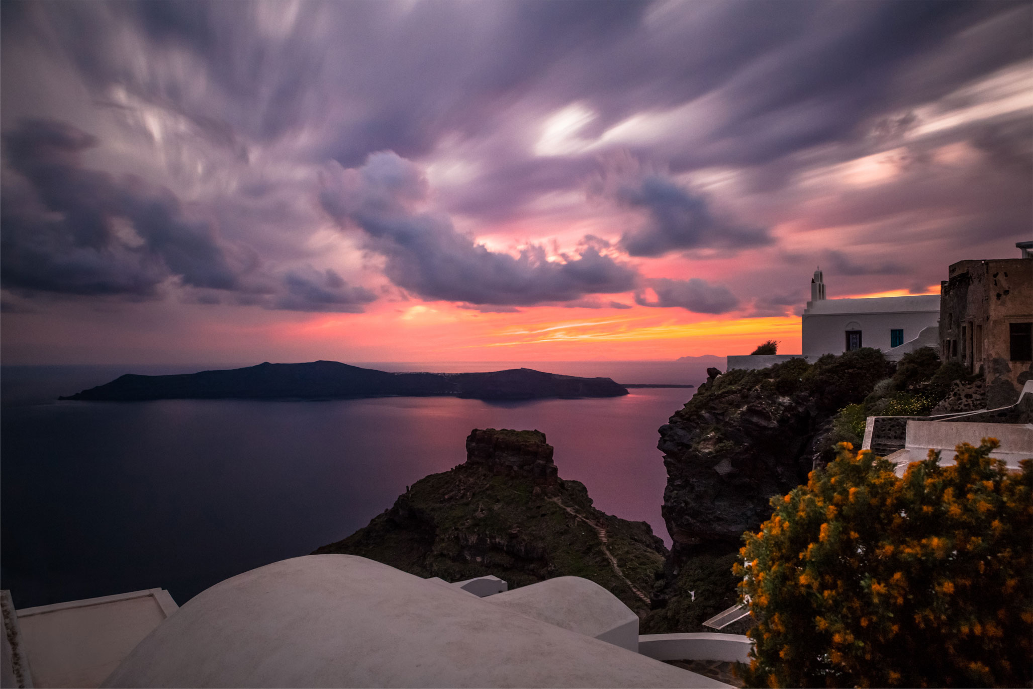 Skaros Rock at sunset