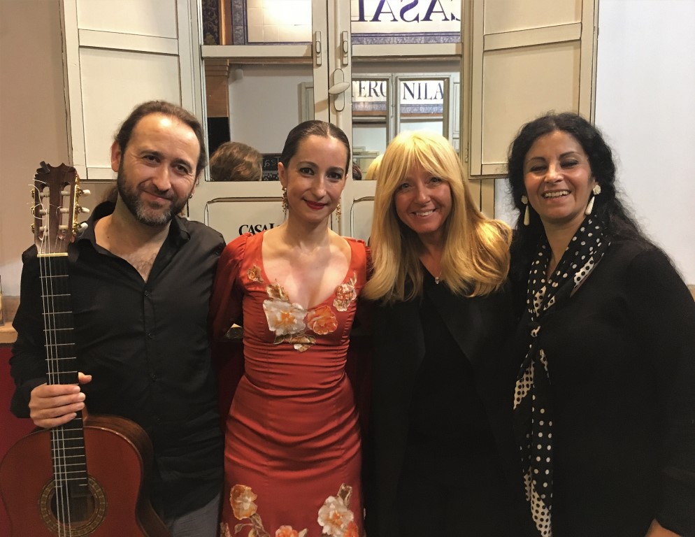 Tracy with Flamenco artists in Seville