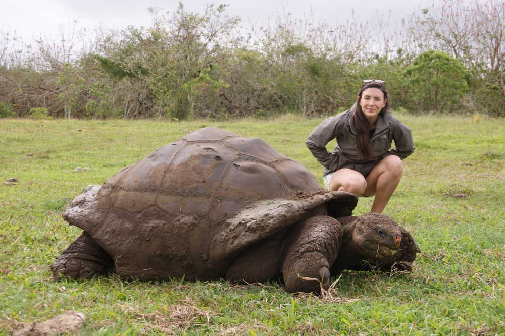 Scarlett with a Giant Tortoise