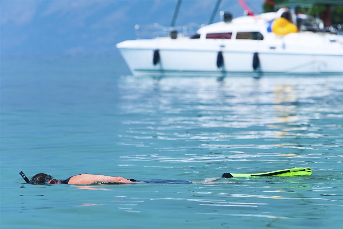 snorkeling in crystal-clear waters