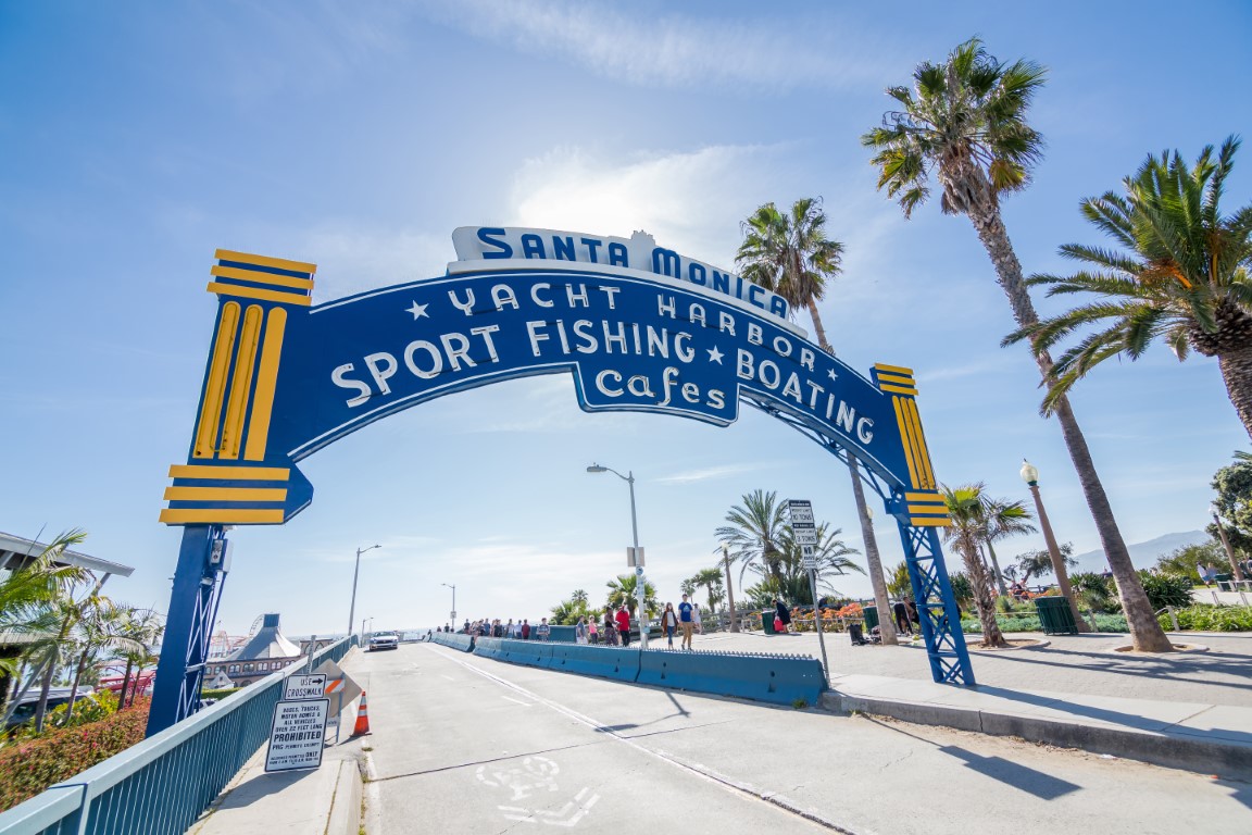 Yacht Harbor sign in Santa Monica, California